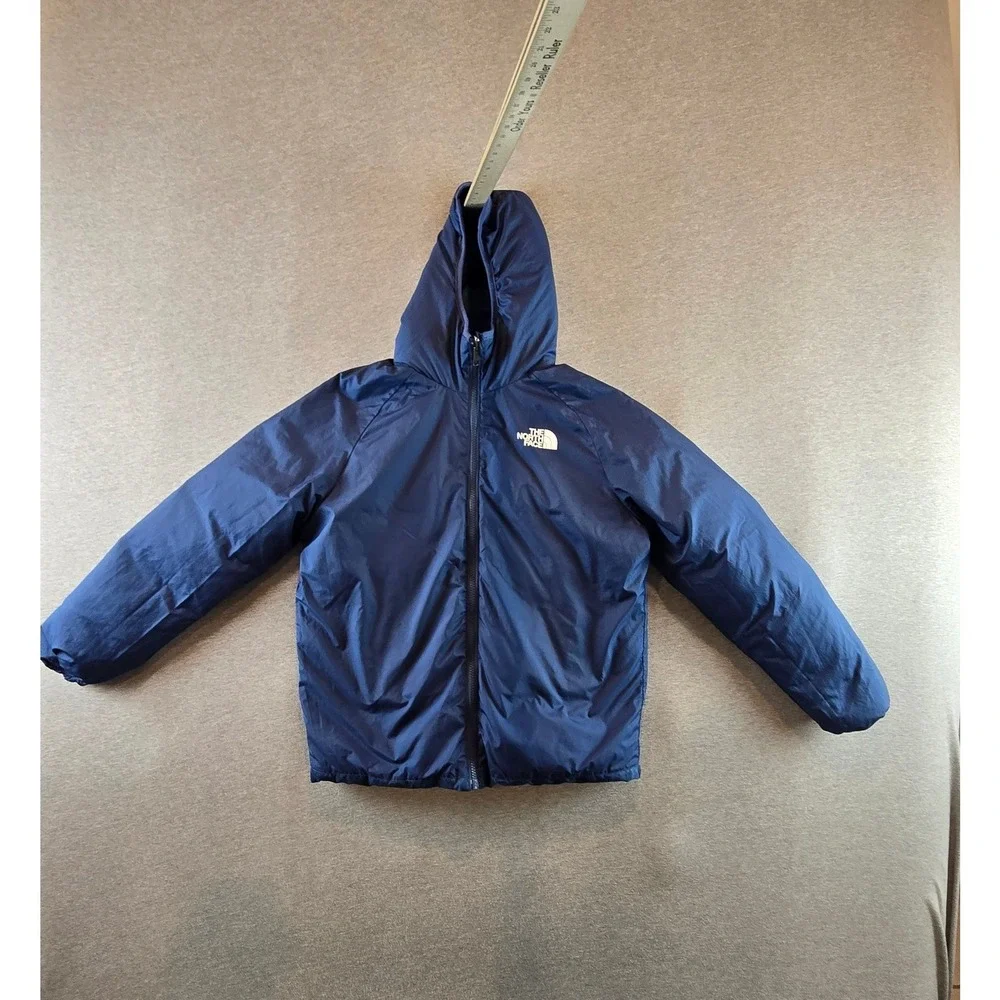 The North Face Down Jacket Boys XL 14/16 Blue Printed Reversible Puffer 600-Fill